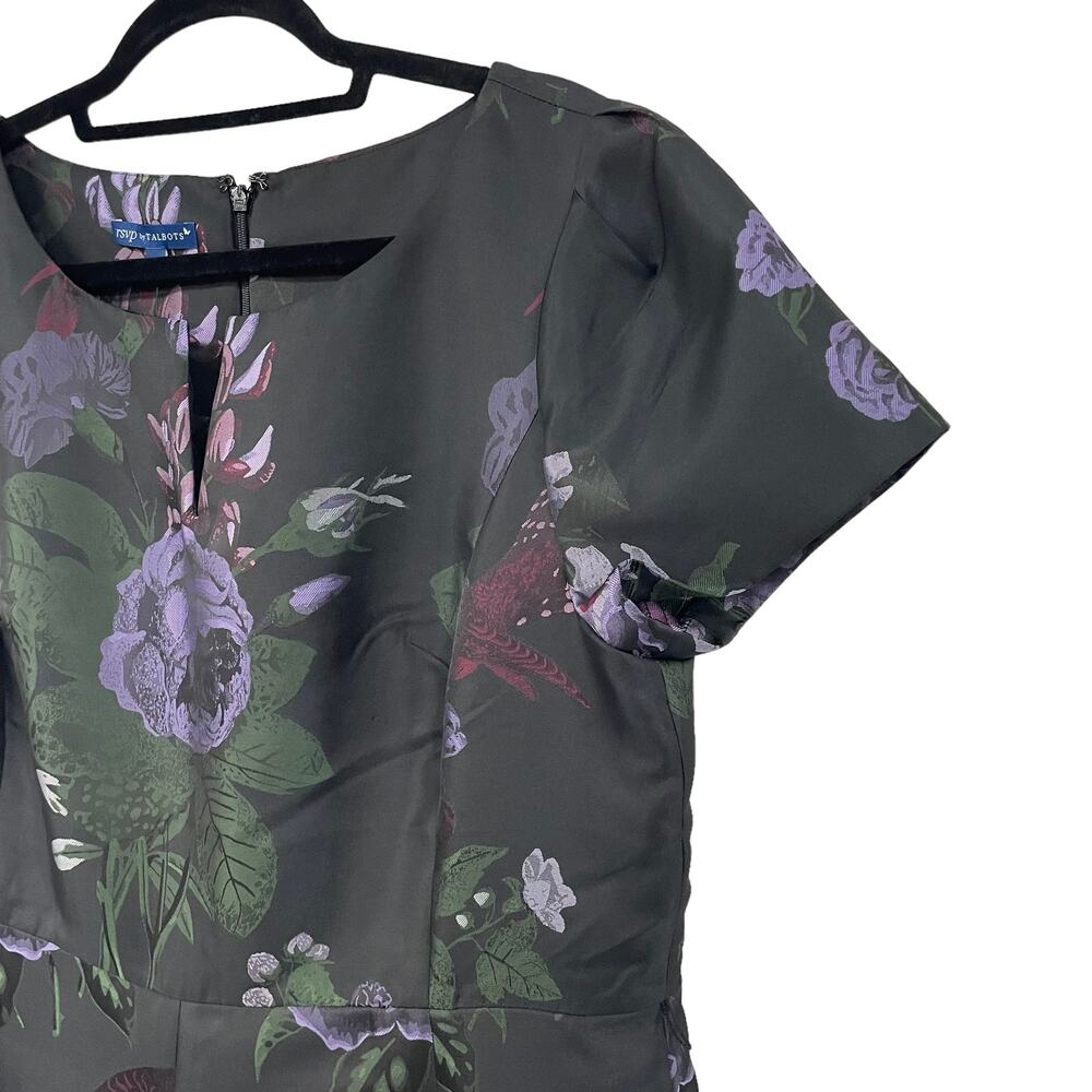 NWT - rsvp Talbots Black Floral A-Line Dress with Purple and Marion Accents - 1 - Picture 4 of 9